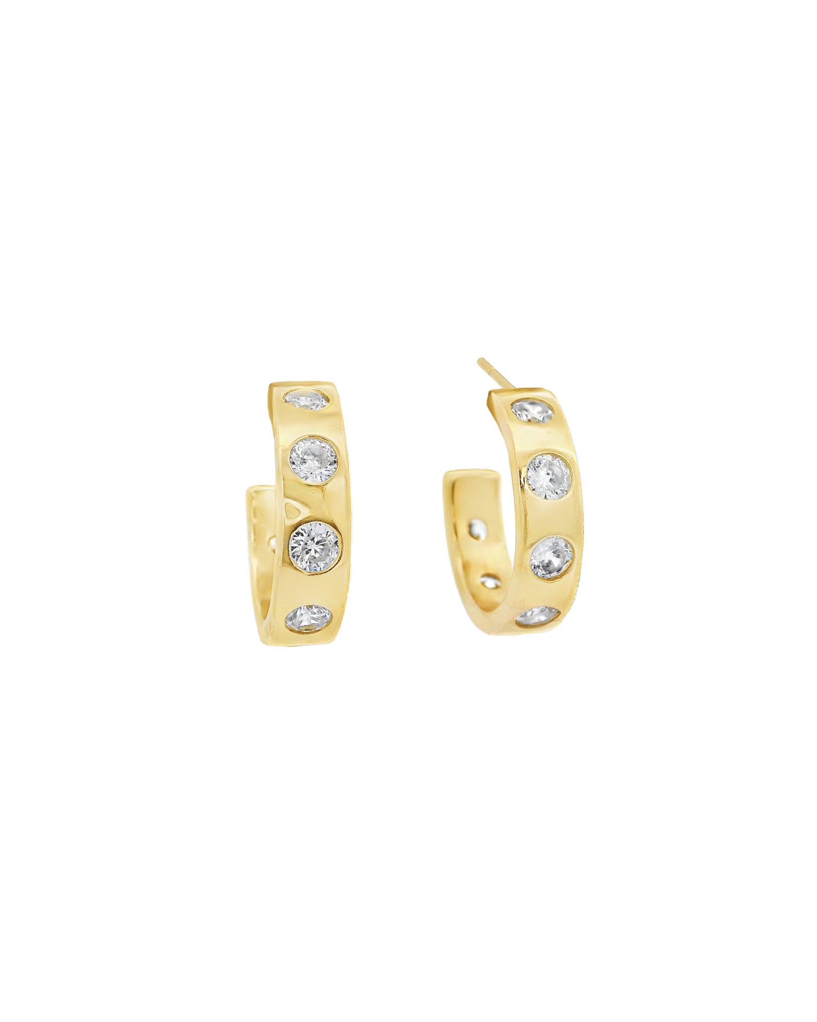 Atelier Mon-Multi CZ Hoops-Earrings-14k Gold Plated, Cubic Zirconia-Blue Ruby Jewellery-Vancouver Canada