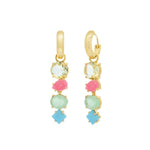 Atelier Mon-4 Mixed Stone Drop Huggies-Earrings-14k Gold Plated, Chalcedony-Blue Ruby Jewellery-Vancouver Canada