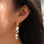 Atelier Mon-4 Mixed Stone & Pearl Drop Huggies-Earrings-14k Gold Plated, White Pearl-Blue Ruby Jewellery-Vancouver Canada