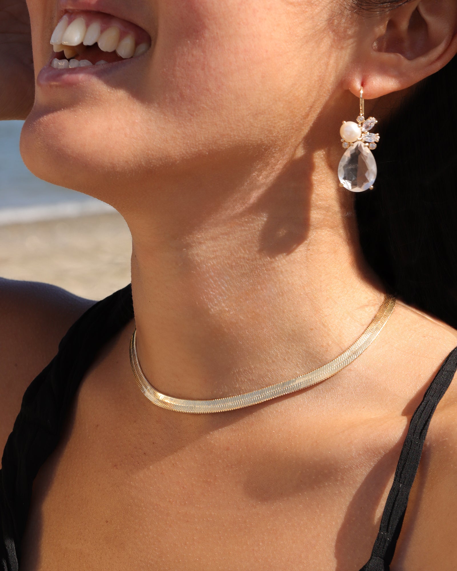 Atelier Mon-Teardrop Cluster Hooks-Earrings-14k Gold Plated, White Pearl-Blue Ruby Jewellery-Vancouver Canada