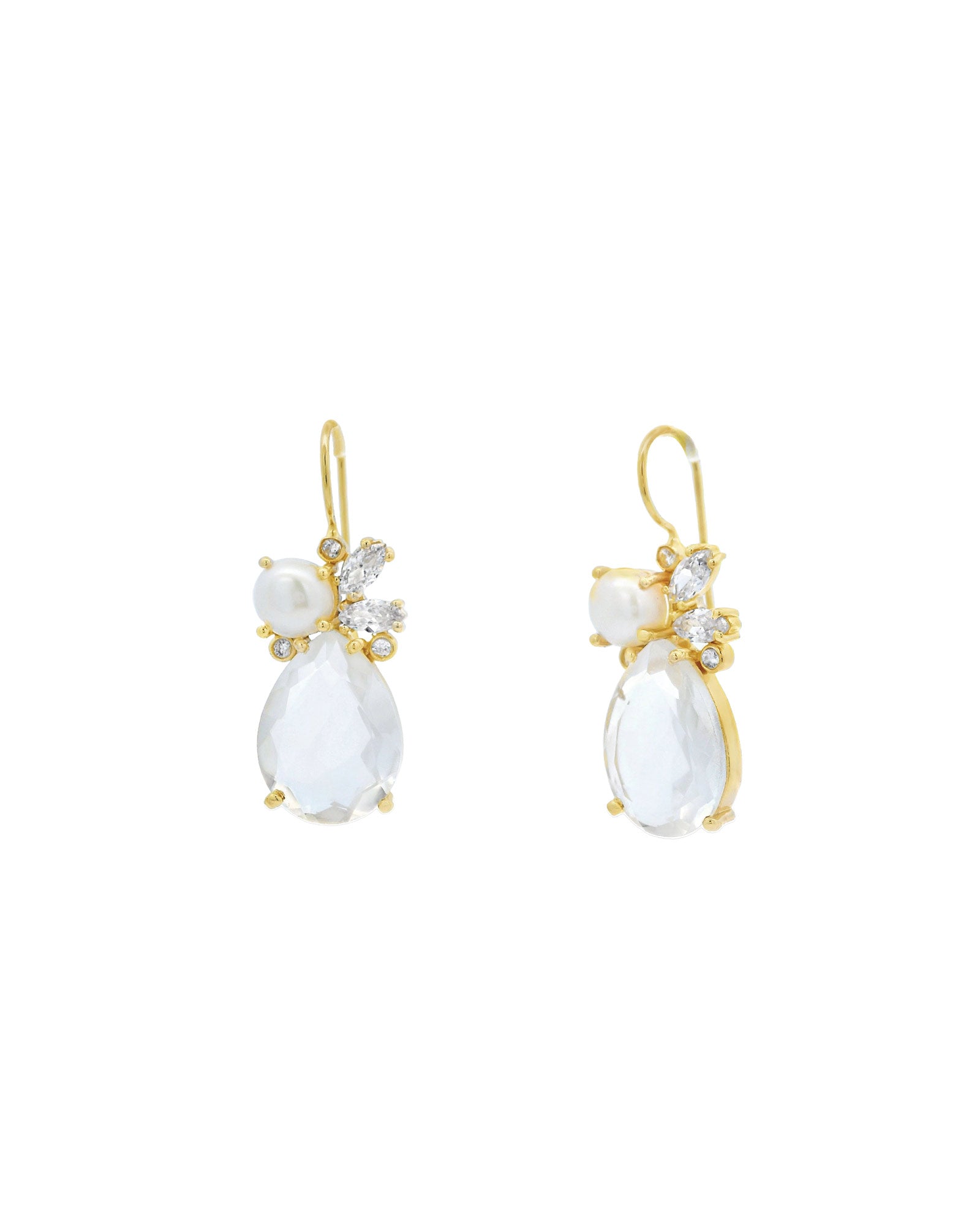 Atelier Mon-Teardrop Cluster Hooks-Earrings-14k Gold Plated, White Pearl-Blue Ruby Jewellery-Vancouver Canada