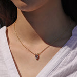 Teardrop Stone Necklace 14k Gold Plated, Hydro London Blue Topaz