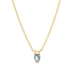 Teardrop Stone Necklace 14k Gold Plated, Hydro London Blue Topaz