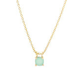 Atelier Mon-Square Stone Necklace-Necklaces-14k Gold Plated, Aqua Chalcedony-Blue Ruby Jewellery-Vancouver Canada