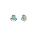 Atelier Mon-Three Petal Studs-Earrings-14k Gold Plated, Hydro London Blue Topaz-Blue Ruby Jewellery-Vancouver Canada