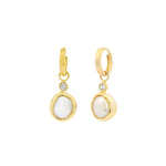 Pearl Bezel CZ Huggies 14k Gold Plated, White Pearl