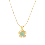 Daisy Stone Ball Chain Necklace 14k Gold Plated, Aqua Chalcedony