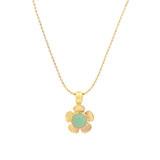 Daisy Stone Ball Chain Necklace 14k Gold Plated, Aqua Chalcedony