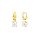 Single Pearl Drop Huggies 14k Gold Plated, White Pearl