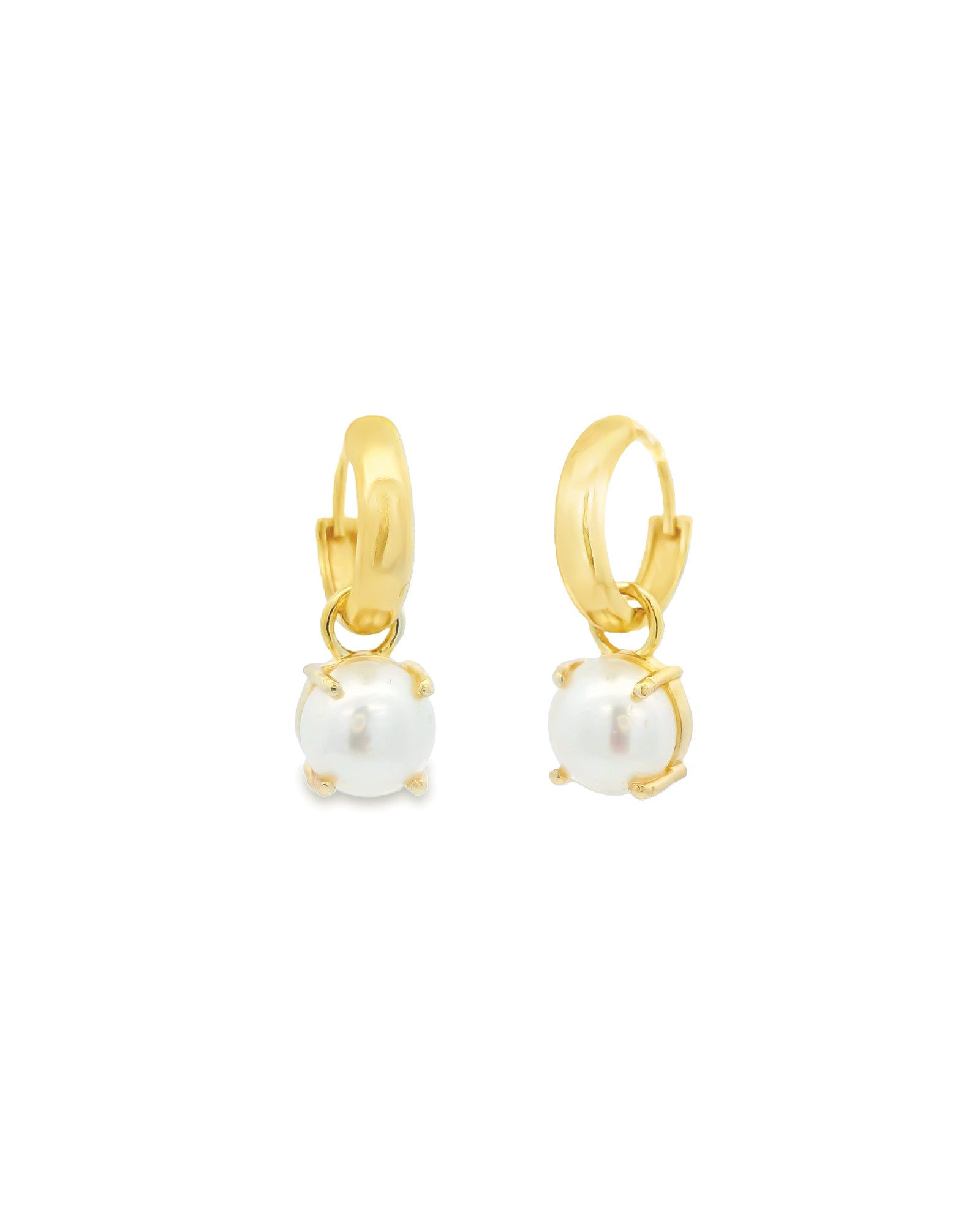 Single Pearl Drop Huggies 14k Gold Plated, White Pearl