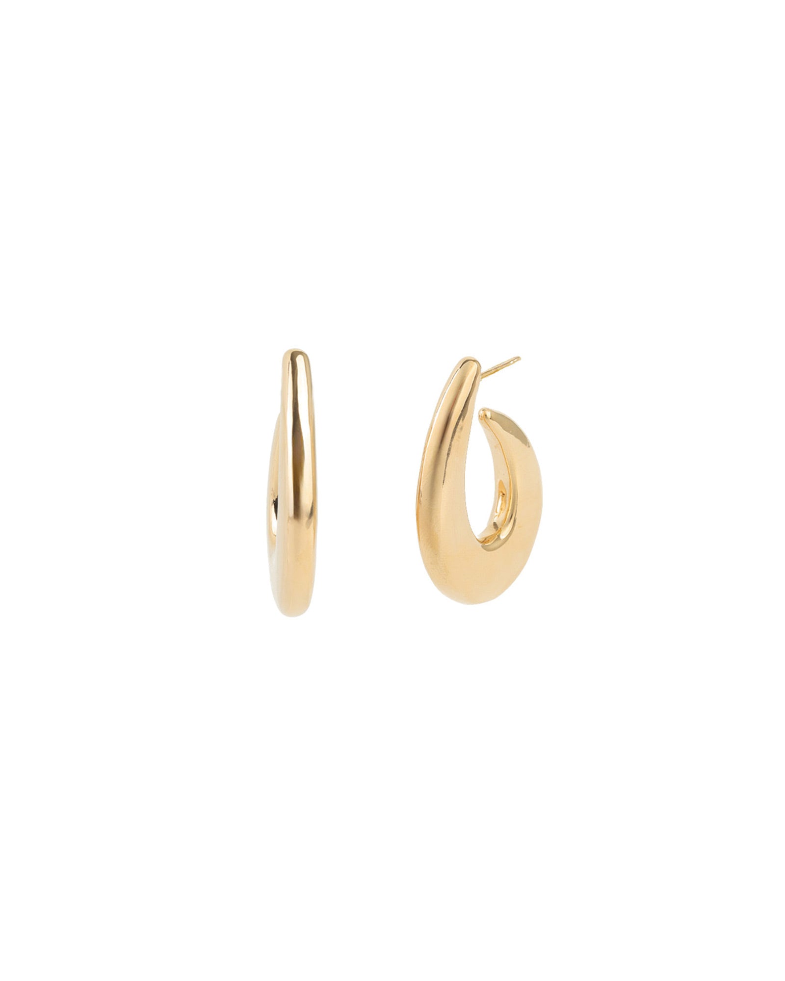 Flat Hook Hoops 18k Gold Plated