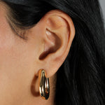 Wide Hook Hoops 18k Gold Plated