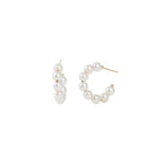 Pearl Hoops | 25mm 18k Gold Plated, White Pearl