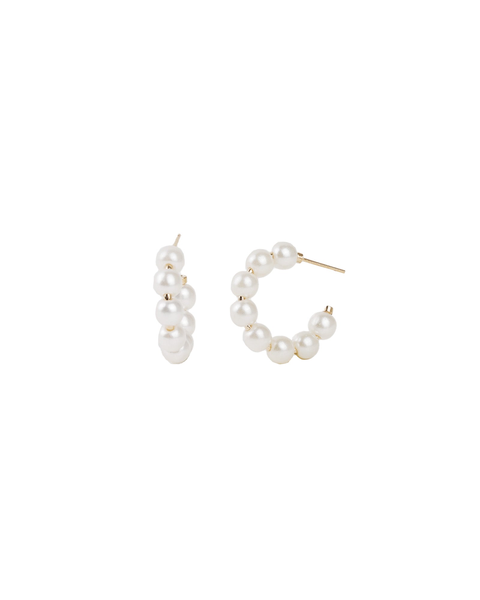 Pearl Hoops | 25mm 18k Gold Plated, White Pearl