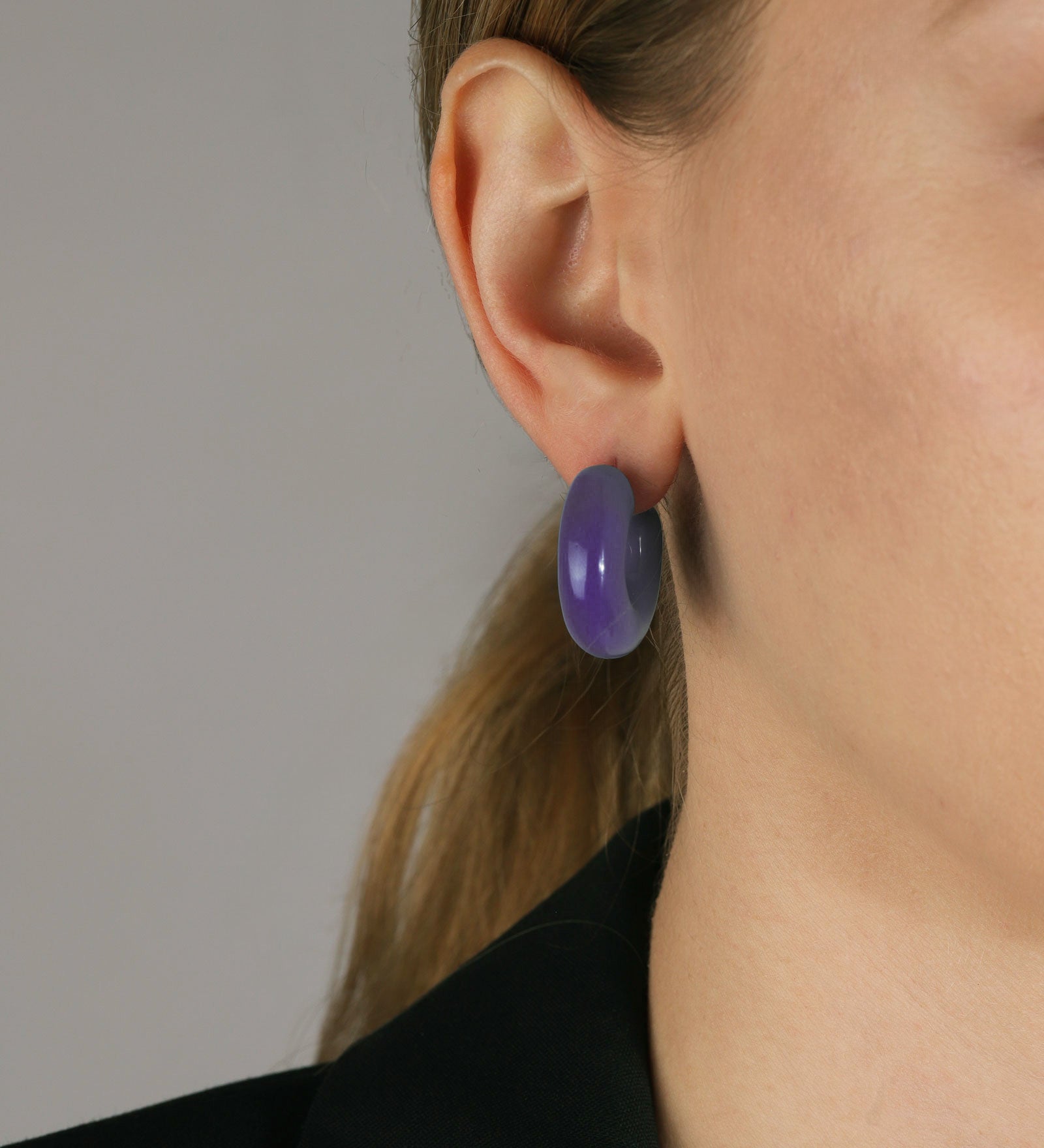 Enamel Hoops | 25mm 18k Gold Plated, Purple Enamel