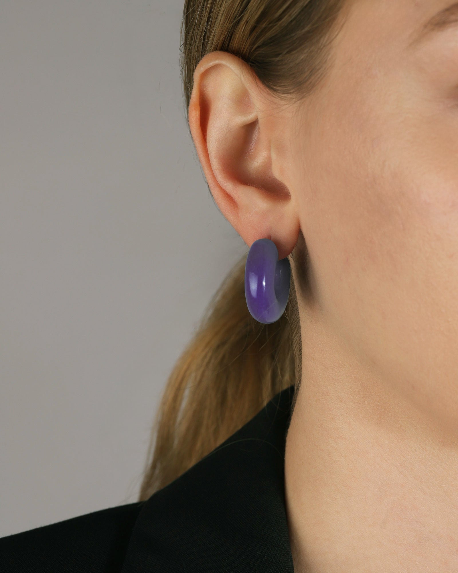 Enamel Hoops | 25mm 18k Gold Plated, Purple Enamel