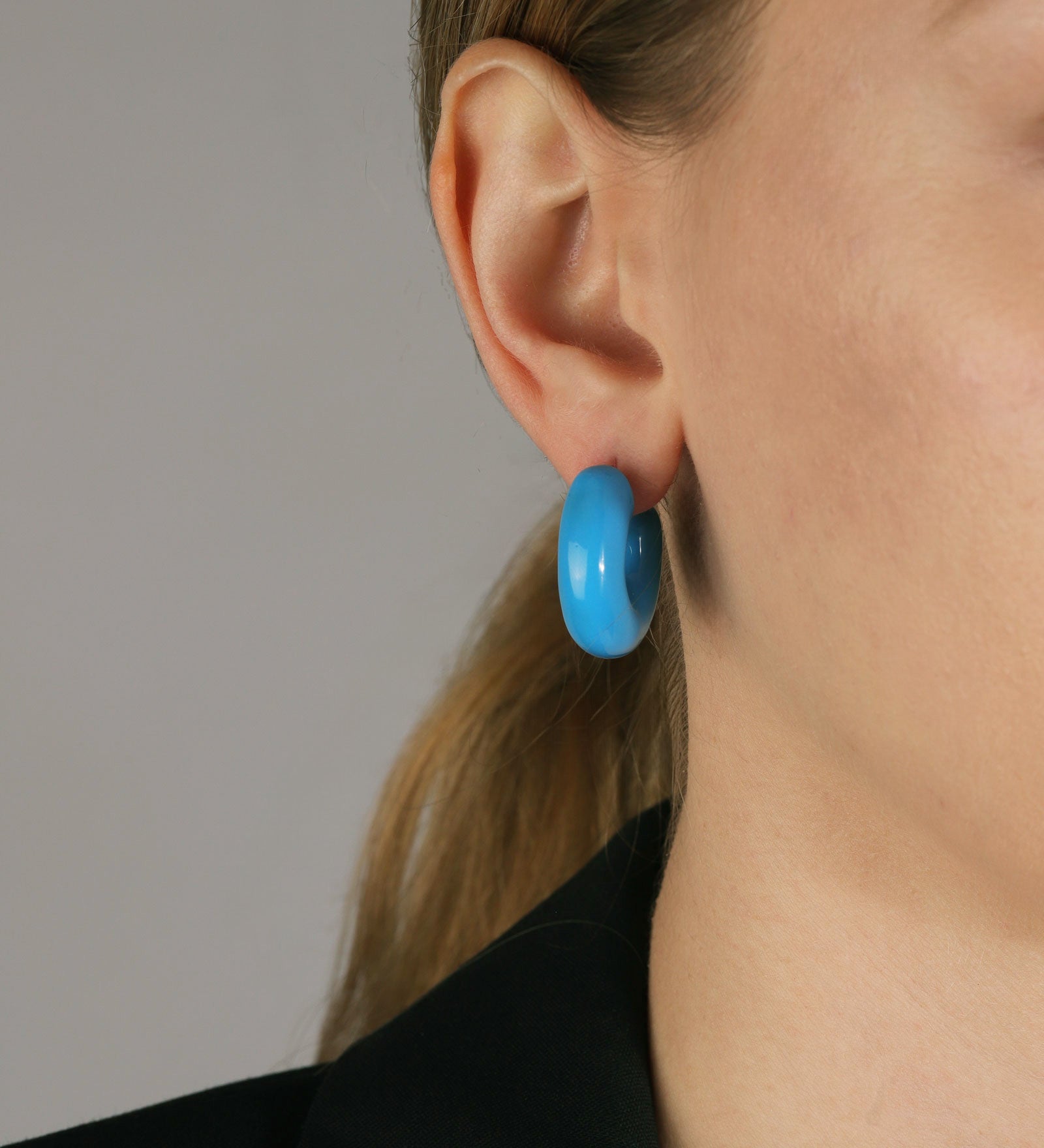 Enamel Hoops | 25mm 18k Gold Plated, Blue Enamel