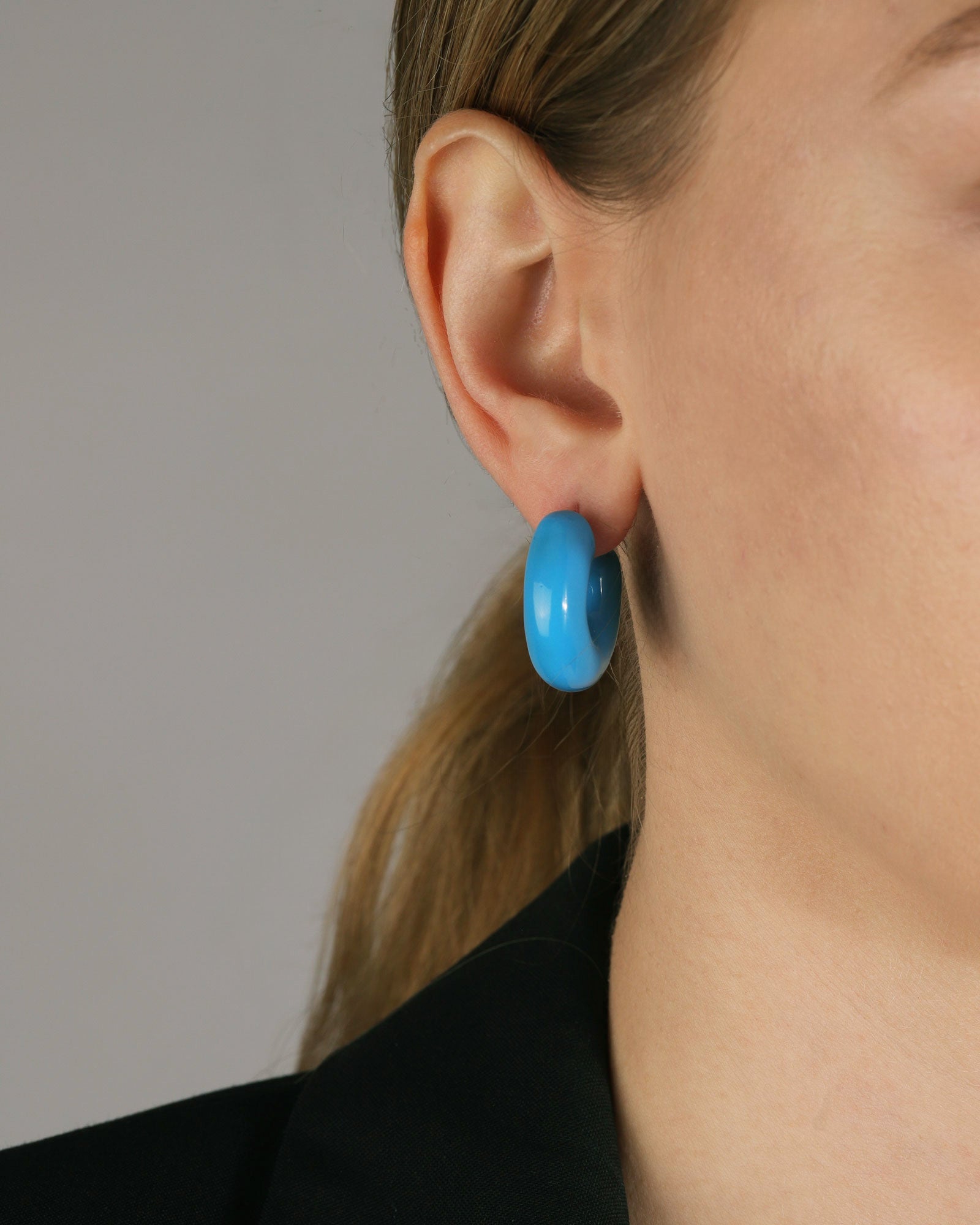 Enamel Hoops | 25mm 18k Gold Plated, Blue Enamel