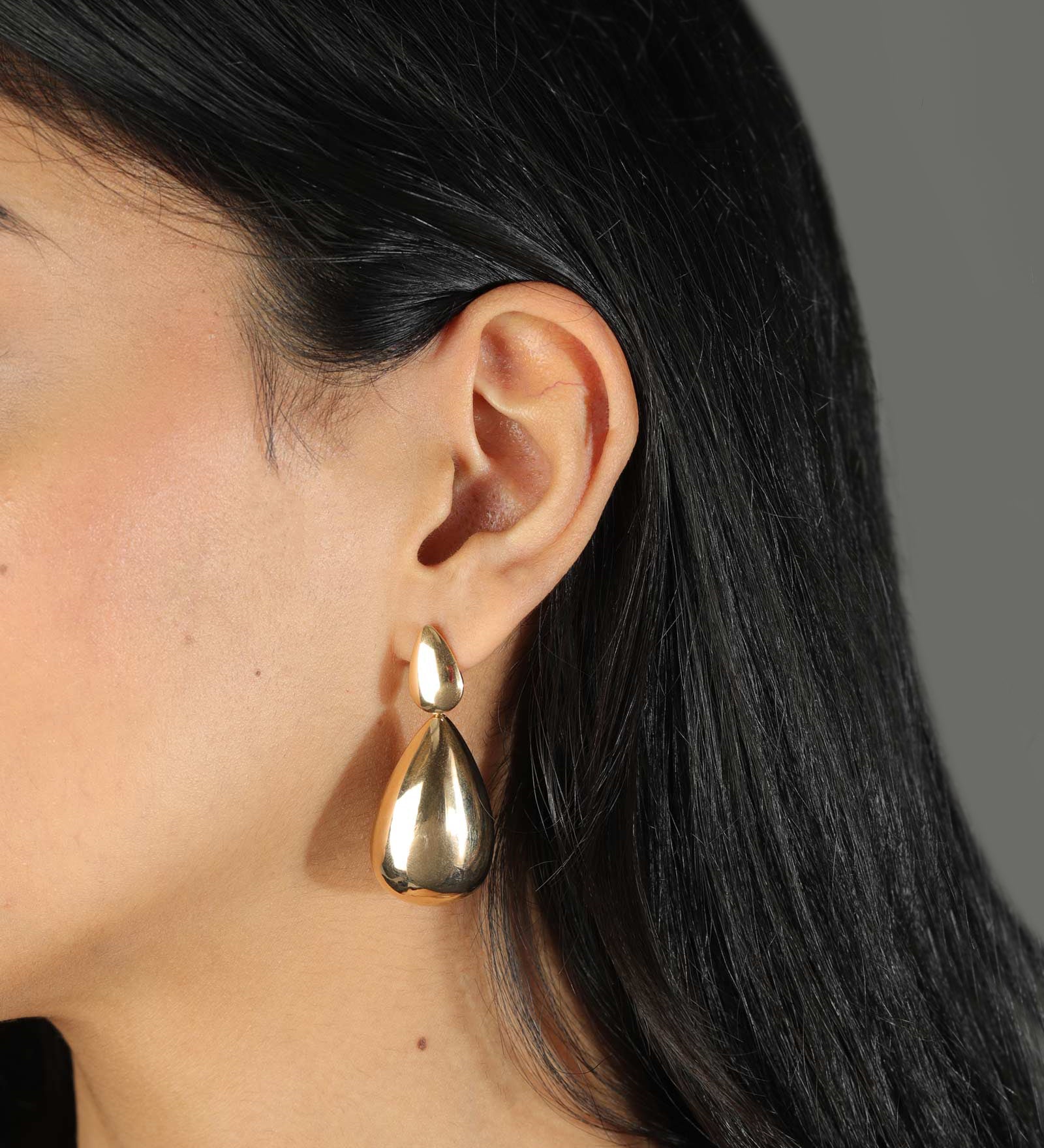 Teardrop Drop Studs 18k Gold Plated