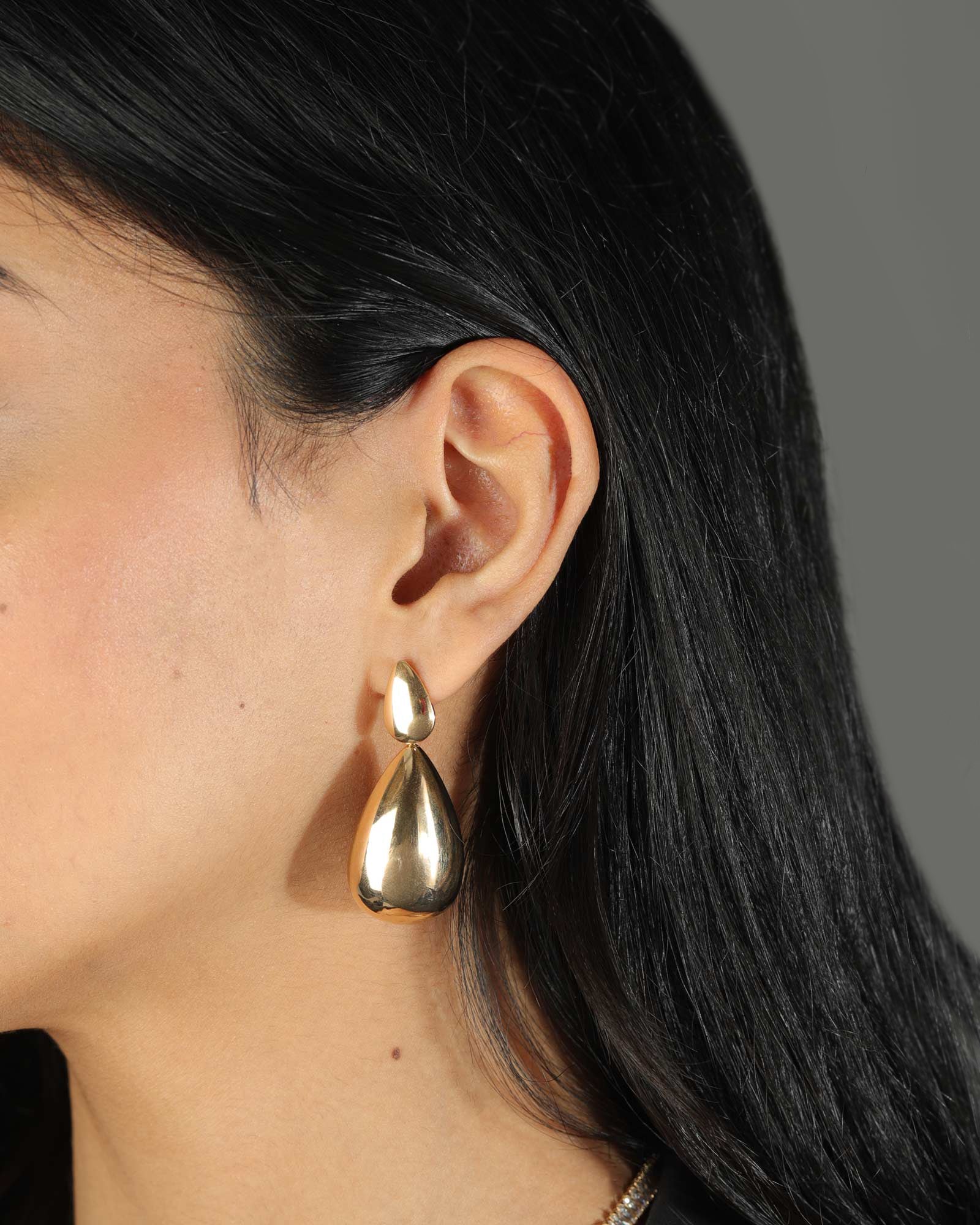 Teardrop Drop Studs 18k Gold Plated