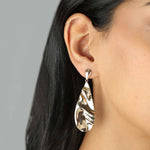 Long Wavy Teardrop Studs 18k Gold Plated