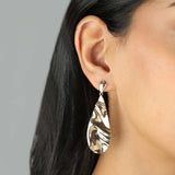 Long Wavy Teardrop Studs 18k Gold Plated