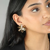 6 Petal Wavy Flower Studs 18k Gold Plated