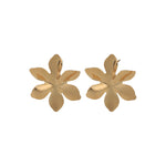 Baseline-6 Petal Wavy Flower Studs-Earrings-18k Gold Plated-Blue Ruby Jewellery-Vancouver Canada