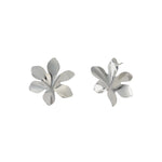 Baseline-6 Petal Wavy Flower Studs-Earrings-Rhodium Plated-Blue Ruby Jewellery-Vancouver Canada