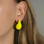 Enamel Teardrop Studs 18k Gold Plated, Neon Yellow Enamel