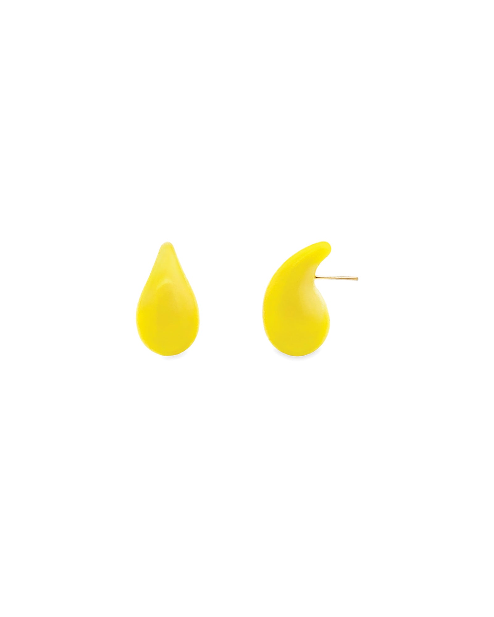 Baseline-Enamel Teardrop Studs-Earrings-18k Gold Plated, Neon Yellow Enamel-Blue Ruby Jewellery-Vancouver Canada