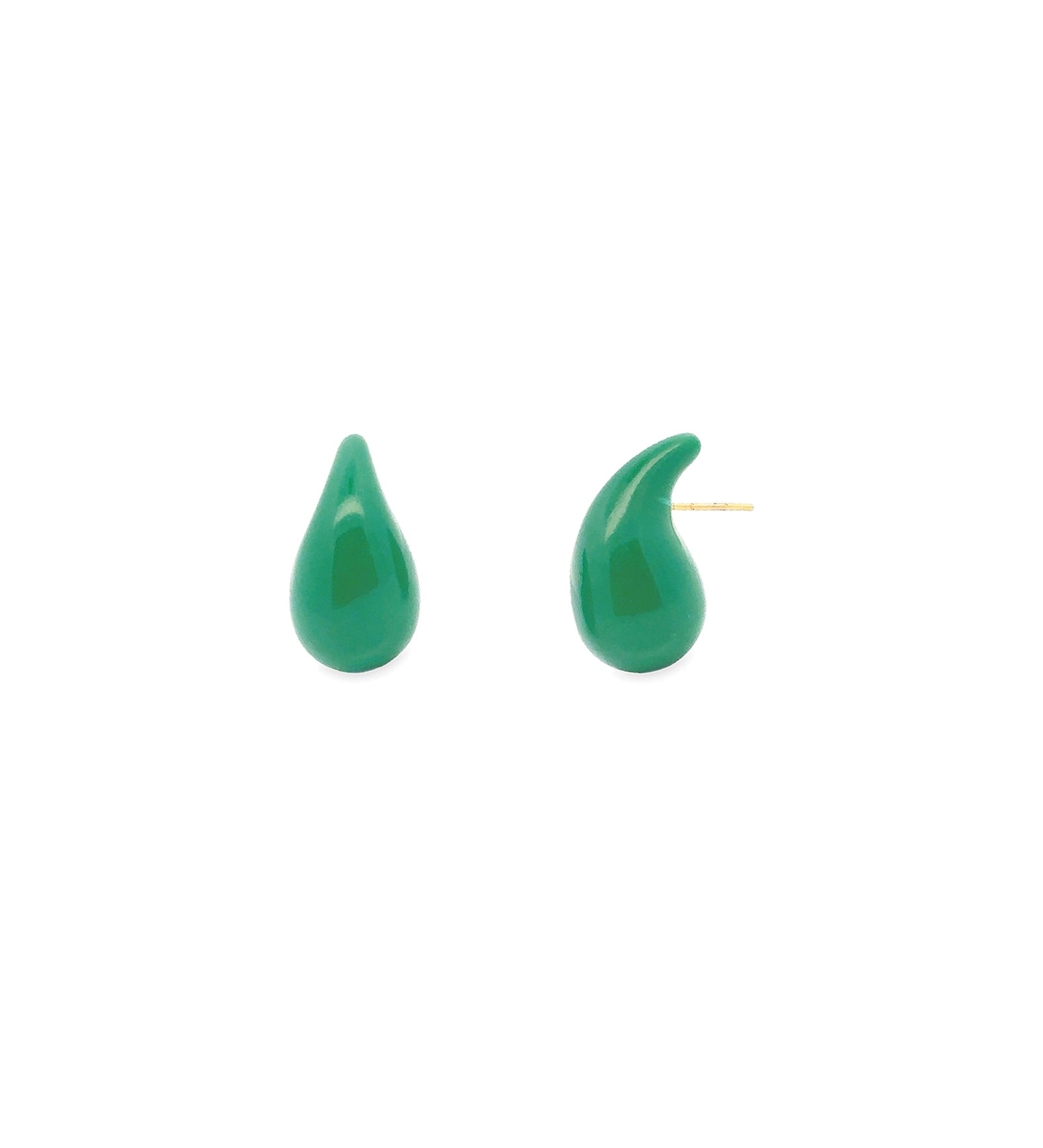 Baseline-Enamel Teardrop Studs-Earrings-18k Gold Plated, Green Enamel-Blue Ruby Jewellery-Vancouver Canada