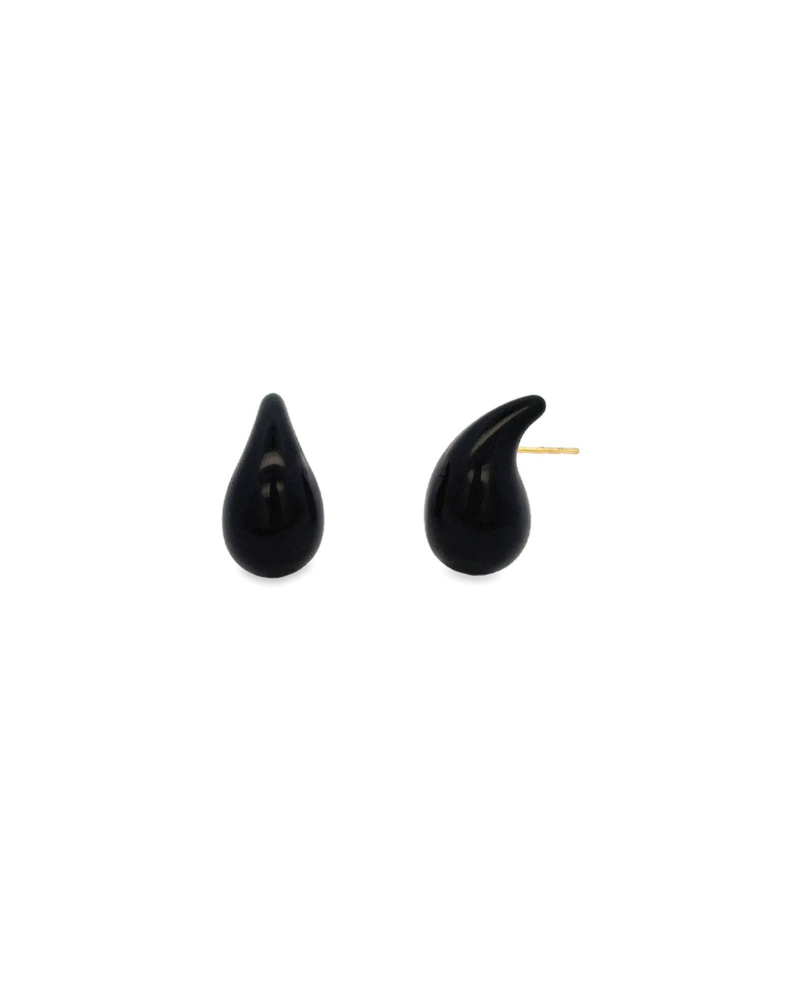 Baseline-Enamel Teardrop Studs-Earrings-18k Gold Plated, Black Enamel-Blue Ruby Jewellery-Vancouver Canada