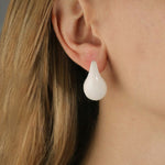 Enamel Teardrop Studs 18k Gold Plated, White Enamel