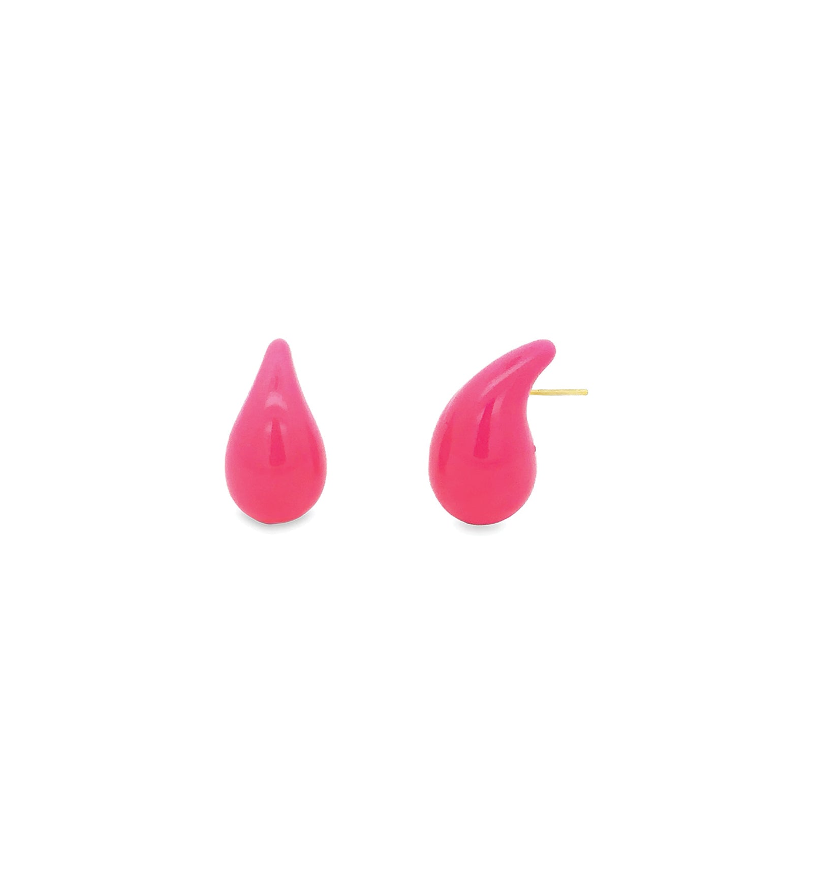 Baseline-Enamel Teardrop Studs-Earrings-18k Gold Plated, Hot Pink Enamel-Blue Ruby Jewellery-Vancouver Canada