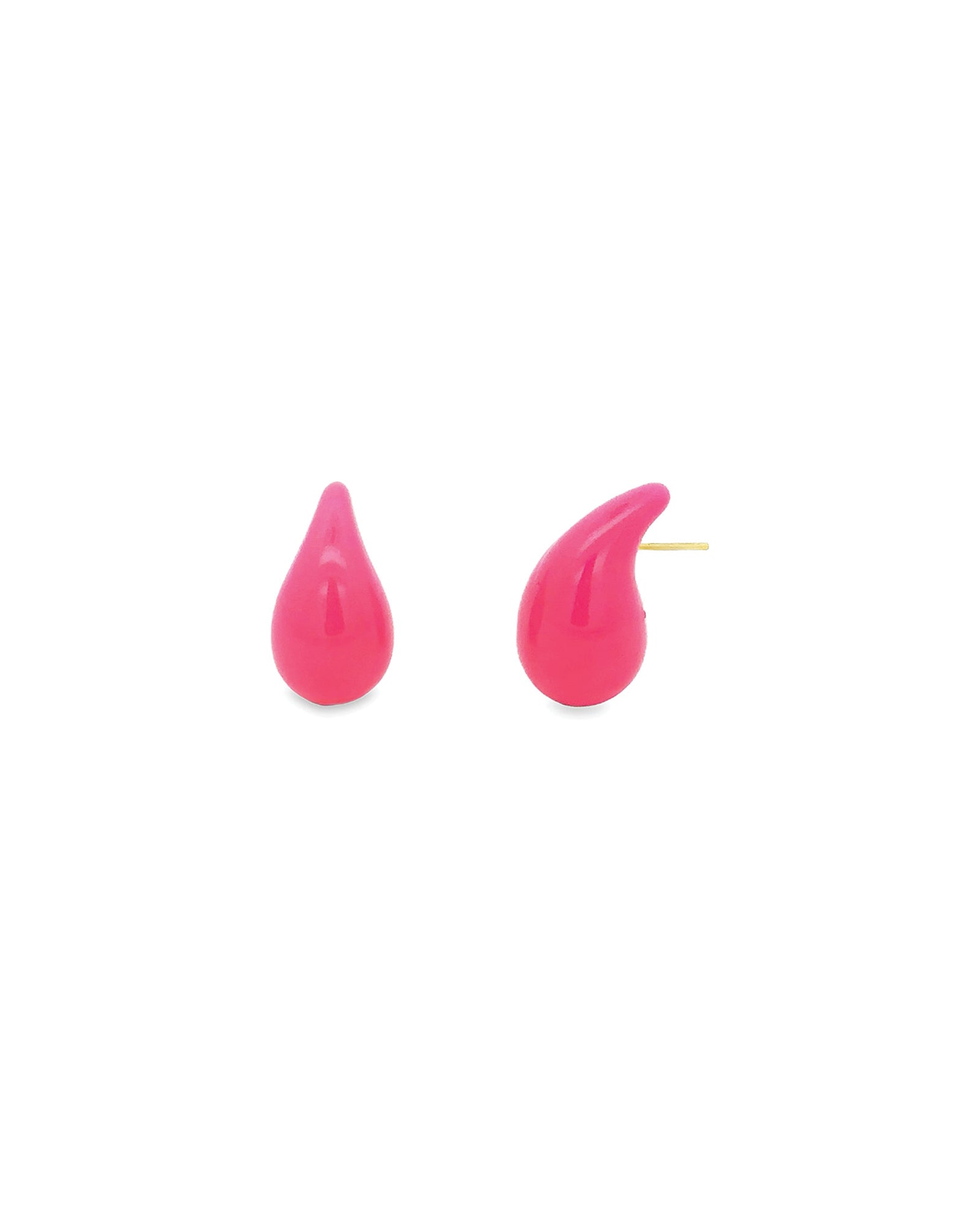 Baseline-Enamel Teardrop Studs-Earrings-18k Gold Plated, Hot Pink Enamel-Blue Ruby Jewellery-Vancouver Canada