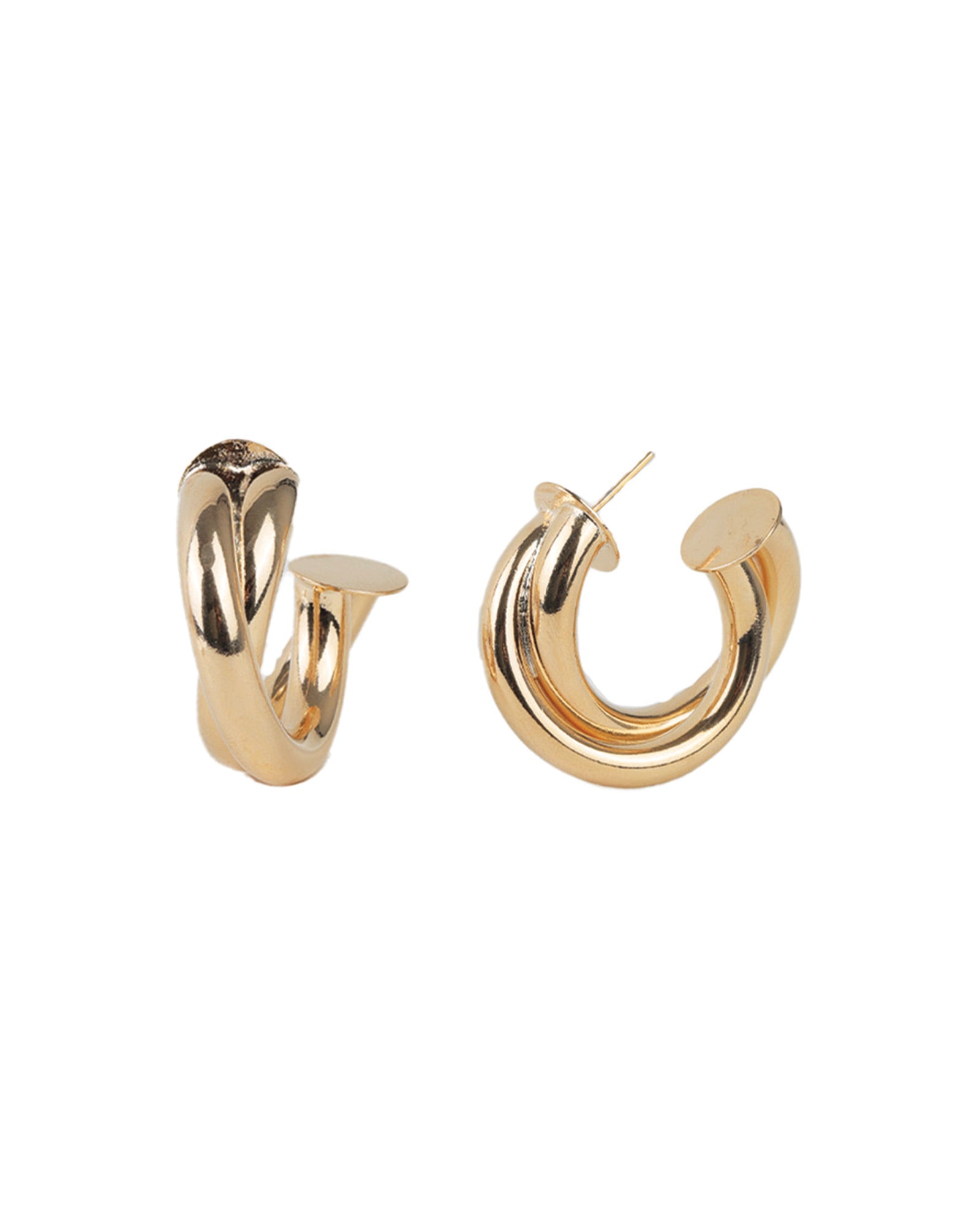 Baseline-Two Twist Huggies | 35mm-Earrings-18k Gold Plated-Blue Ruby Jewellery-Vancouver Canada