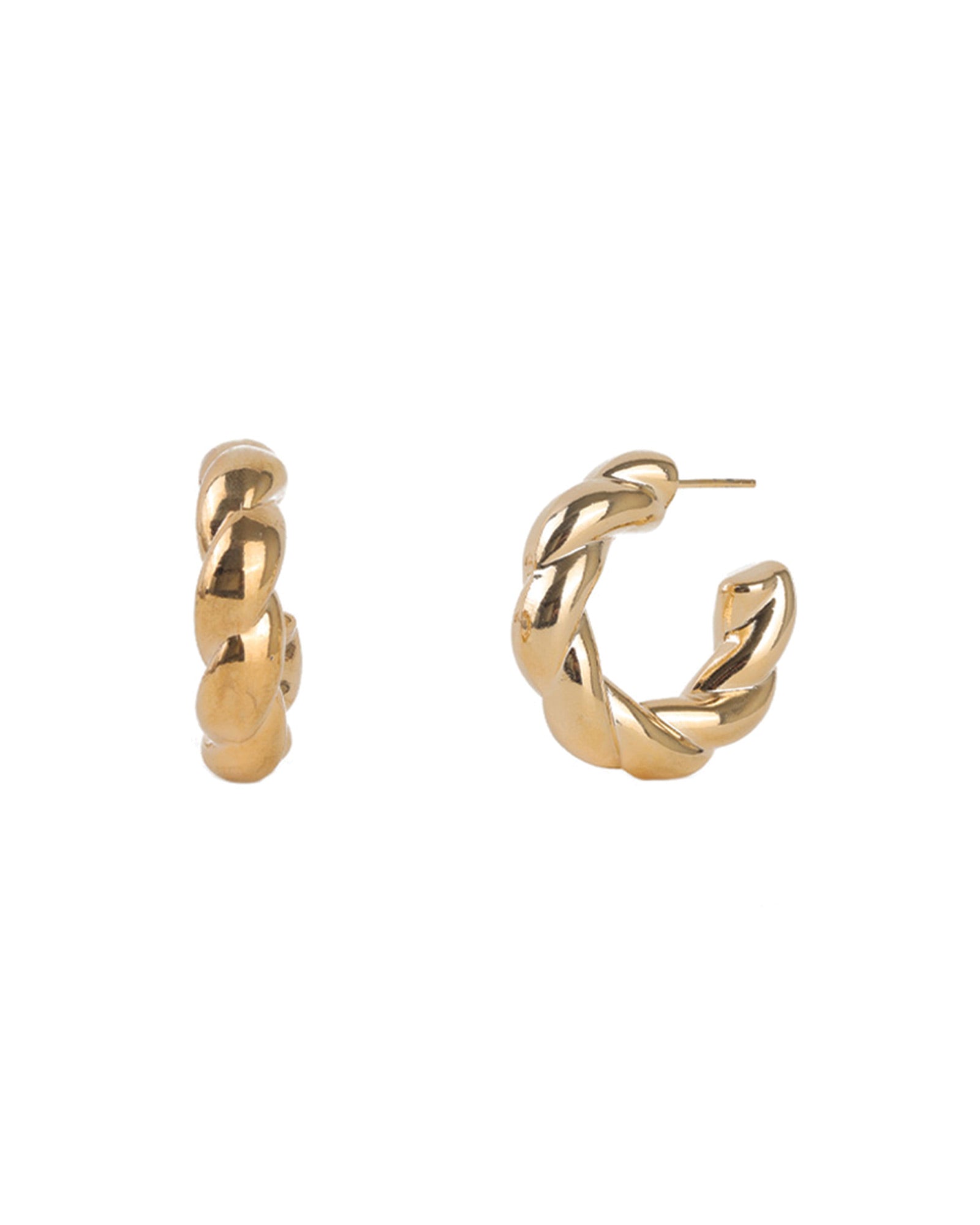 Baseline-Twist Hoops | 32mm-Earrings-18k Gold Plated-Blue Ruby Jewellery-Vancouver Canada