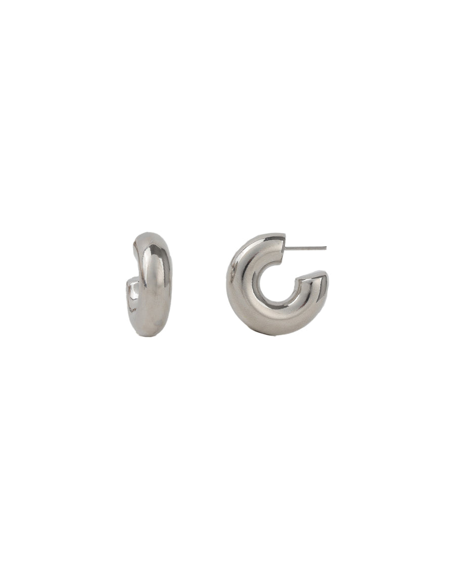 Baseline-Chubby Hoops | 25mm-Earrings-Rhodium Plated-Blue Ruby Jewellery-Vancouver Canada