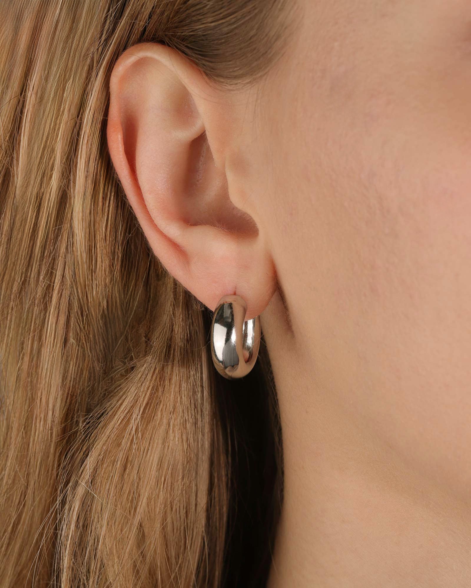 Thick Hoops | 18mm Rhodium Plated