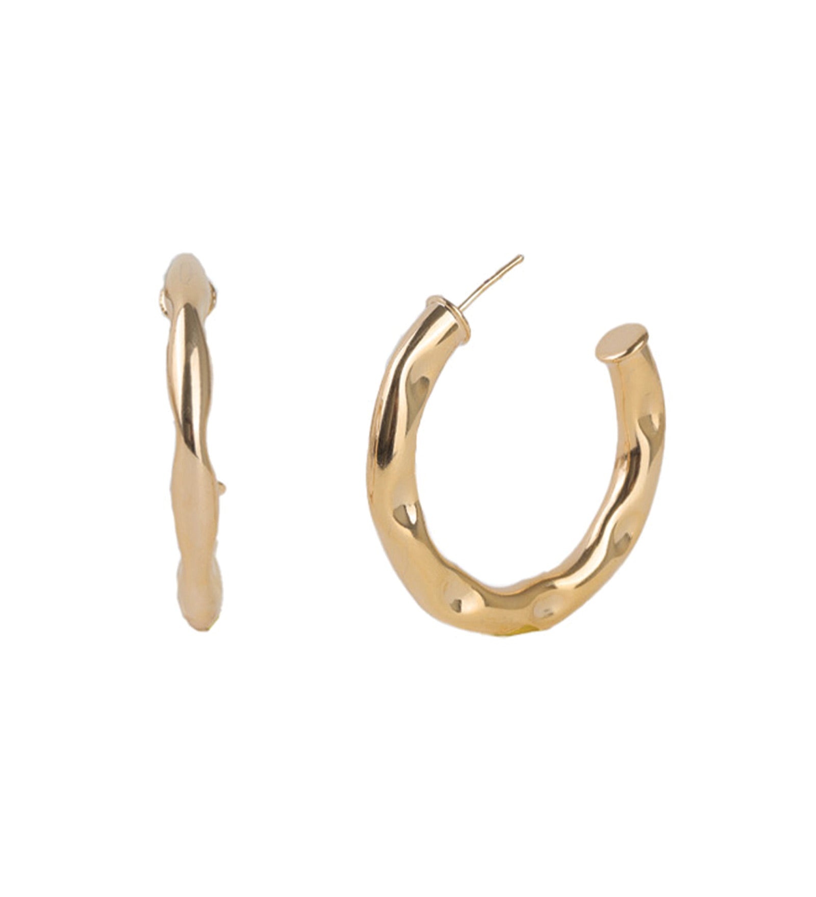 Baseline-Slim Wavy Hoops | 40mm-Earrings-18k Gold Plated-Blue Ruby Jewellery-Vancouver Canada