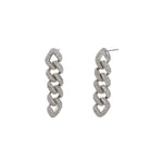 Baseline-Pavé Curb Chain Drop Studs-Earrings-Rhodium Plated, Cubic Zirconia-Blue Ruby Jewellery-Vancouver Canada