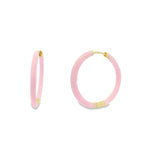 Baseline-Enamel Hinge Hoops | 38mm-Earrings-18k Gold Plated, Light Pink Enamel-Blue Ruby Jewellery-Vancouver Canada