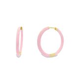 Baseline-Enamel Hinge Hoops | 38mm-Earrings-18k Gold Plated, Light Pink Enamel-Blue Ruby Jewellery-Vancouver Canada