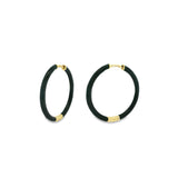 Baseline-Enamel Hinge Hoops | 38mm-Earrings-18k Gold Plated, Black Enamel-Blue Ruby Jewellery-Vancouver Canada