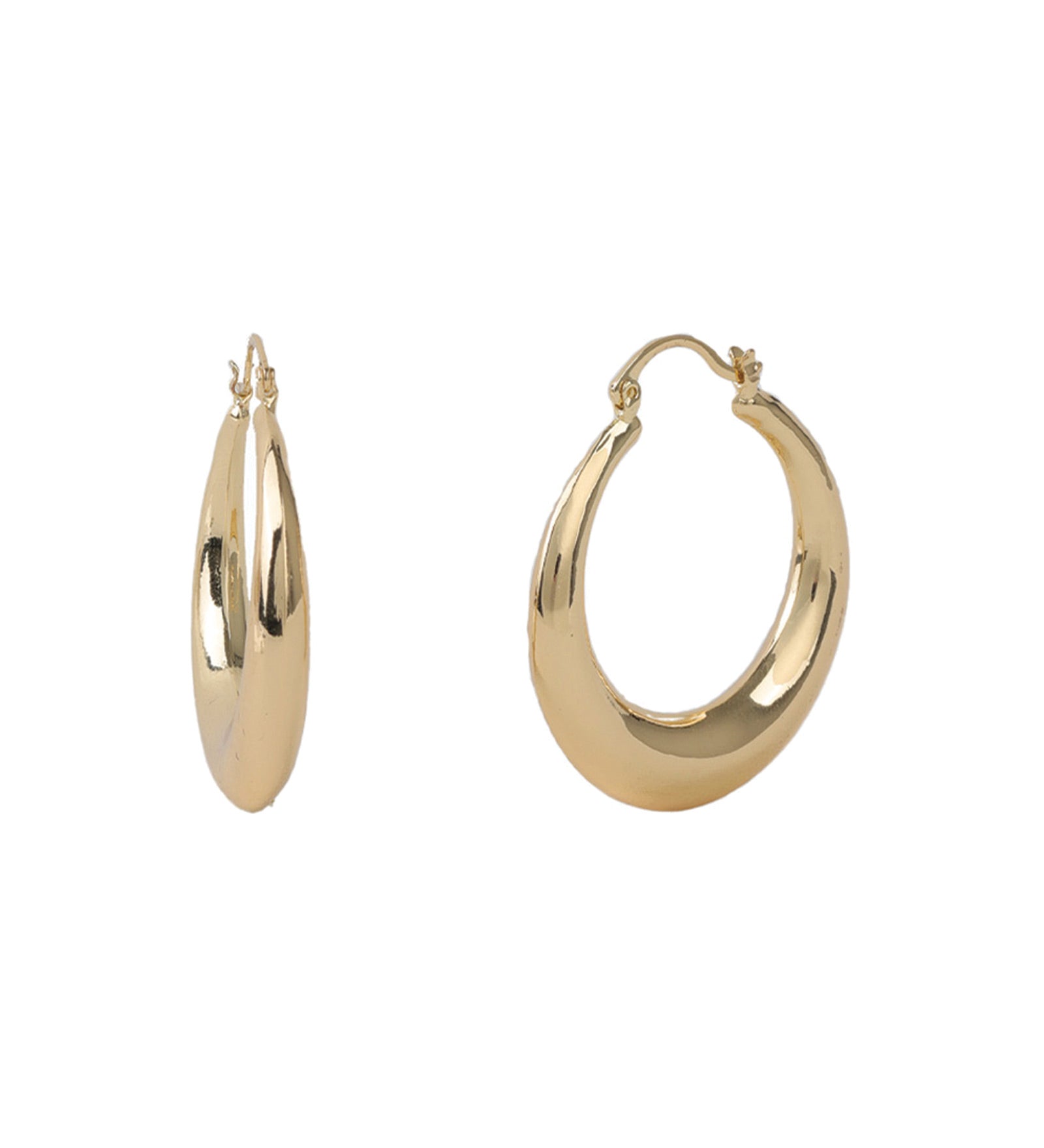 Baseline-Teardrop Round Hoops | 40mm-Earrings-18k Gold Plated-Blue Ruby Jewellery-Vancouver Canada