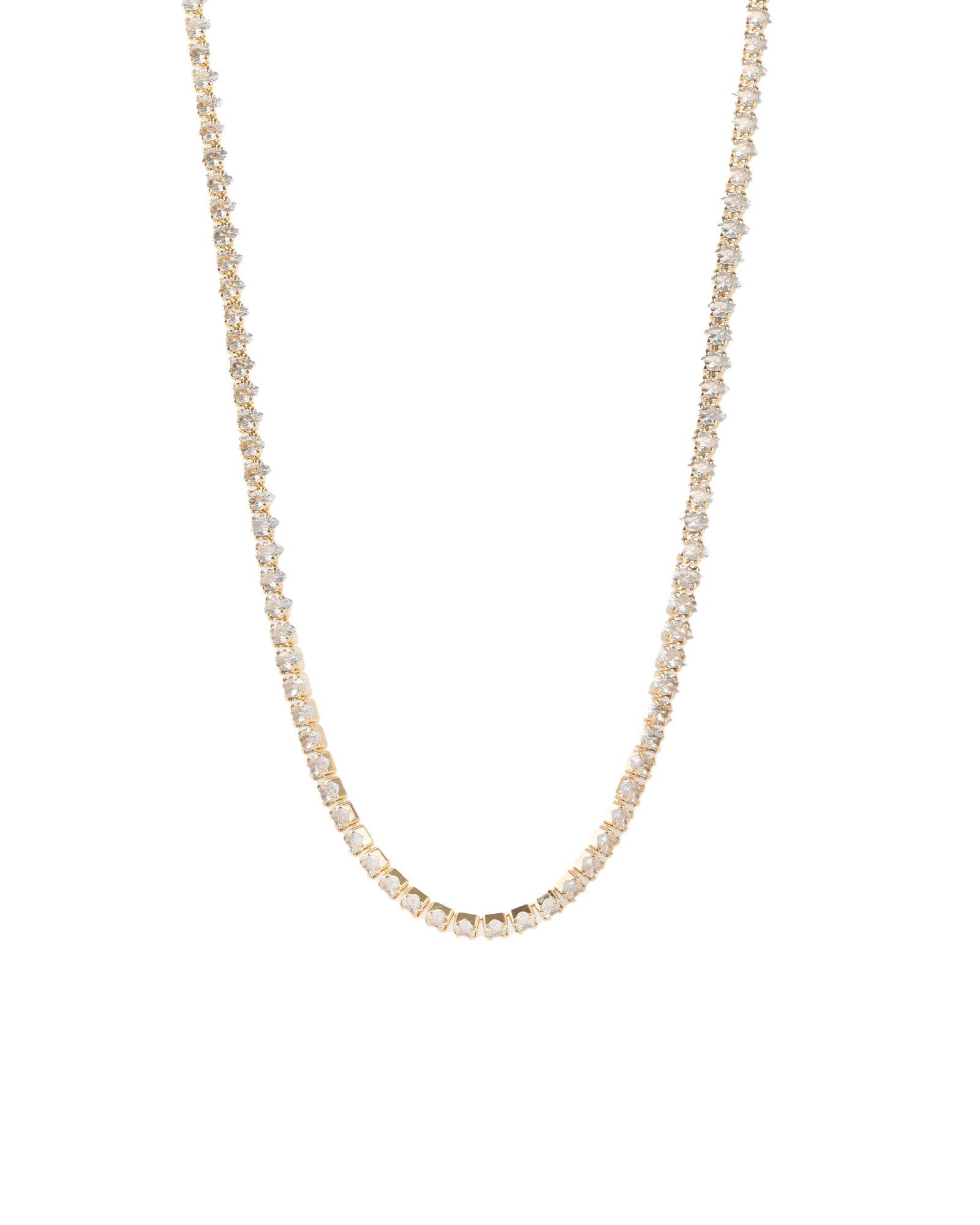 Marquise CZ Tennis Necklace 18k Gold Plated,  Cubic Zirconia