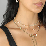 Pearl Station Necklace 18k Gold Plated, White Pearl