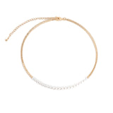 Baseline-Pearl CZ Choker-Necklaces-18k Gold Plated, Cubic Zirconia-Blue Ruby Jewellery-Vancouver Canada