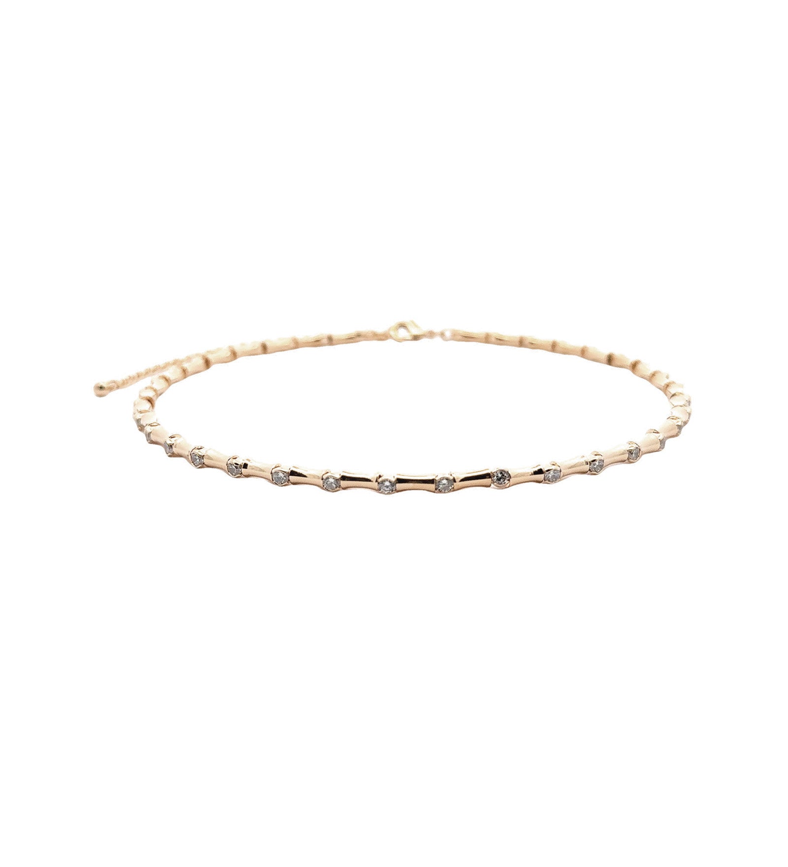 Mix Tube Beaded CZ Choker 18k Gold Plated, Cubic Zirconia